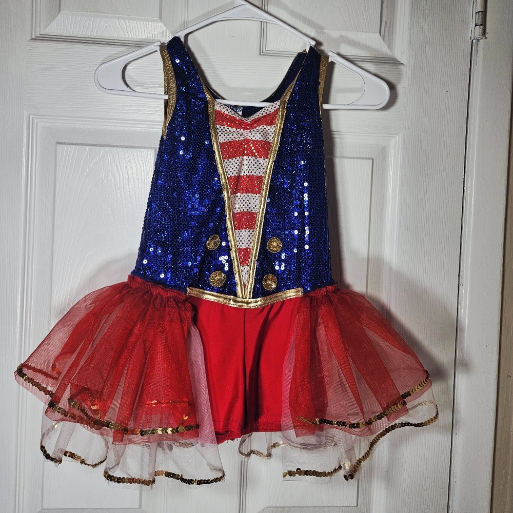 A Wish Come True Brand, Red, White, And Blue Sequin Dance Costume Sz SC